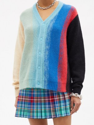 CHARLES JEFFREY LOVERBOY Homefront striped knit cardigan ~ womens multicoloured button front cardigans ~ women’s designer knitwear