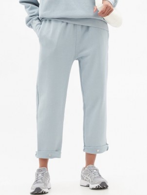 LES TIEN Snap-front brushed-back cotton track pants / stylish jogging bottoms / women’s joggers - flipped