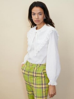 sister jane STRAWBERRY COURT Bounce Bow Collar Shirt – romantic white oversized collar shirts – vintage style blouses - flipped
