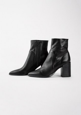 TONY BIANCO Brazen Black Luxe Ankle Boots ~ block heel point toe boot - flipped