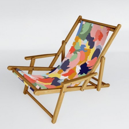 nwd_art Bright Paint Blobs Sling Chair ~ colourful wood frame garden chairs ~ stylish outdoor seating - flipped