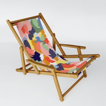 nwd_art Bright Paint Blobs Sling Chair ~ colourful wood frame garden chairs ~ stylish outdoor seating