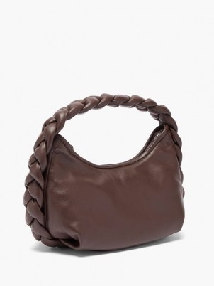 HEREU Espiga mini brown leather shoulder bag / woven top handle handbags / womens braided bags / weave design handbag / women’s chic accessories - flipped