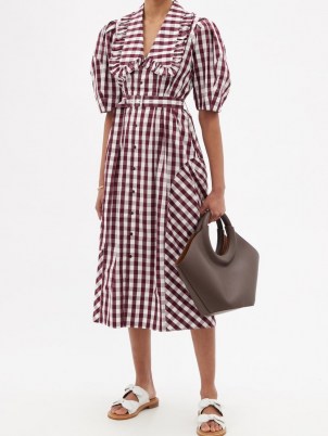 LEE MATHEWS Georgina checked cotton-poplin shirt dress / womens vintage style summer dresses - flipped