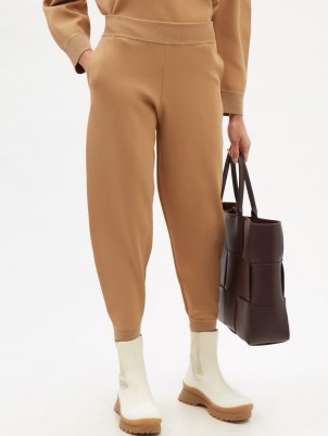 STELLA MCCARTNEY Elasticated-cuff compact-knit trousers in camel - flipped
