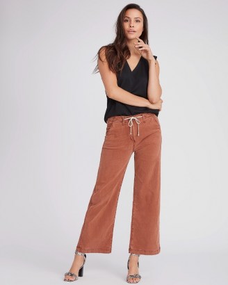 PAIGE Carly Wide Leg Pant Vintage Mocha Bisque | women’s light brown casual trousers - flipped