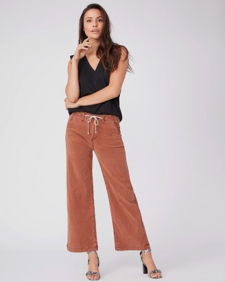 PAIGE Carly Wide Leg Pant Vintage Mocha Bisque | women’s light brown casual trousers
