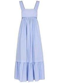 CHLOÉ Light blue cotton-poplin midi dress – vintage style tiered hem sundress – 70s look sundresses