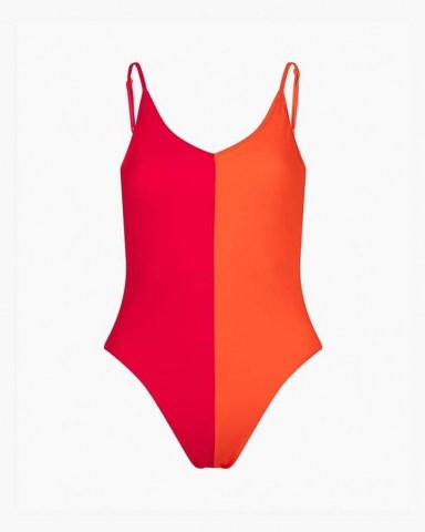 les girls les boys colour block swimsuit pink/orange ~ bright colourblock swimwear - flipped