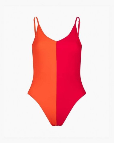 les girls les boys colour block swimsuit pink/orange ~ bright colourblock swimwear