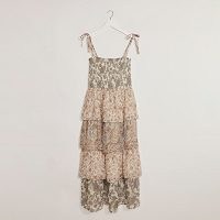 RIVER ISLAND Cream tiered midi dress / strappy mixed paisley and floral print summer dresses
