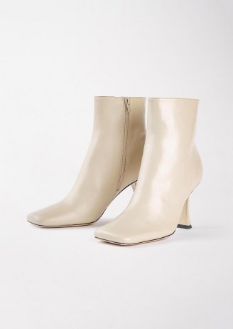 TONY BIANCO Cuomo Vanilla Capretto Ankle Boots – luxe footwear – square toe design - flipped