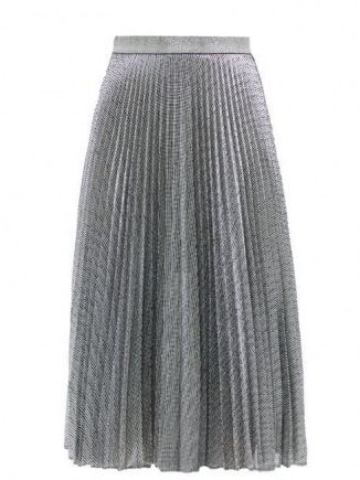 CHRISTOPHER KANE DNA pleated metallic tulle midi skirt – shimmering silver skirts - flipped
