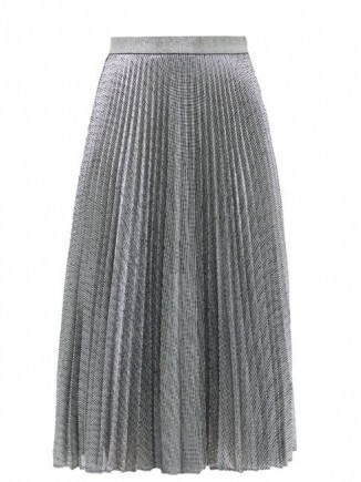 CHRISTOPHER KANE DNA pleated metallic tulle midi skirt – shimmering silver skirts