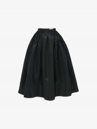 Alexander McQueen Drawstrings Gathered Midi Skirt in black | full gather detail skirts | womens designer fashion