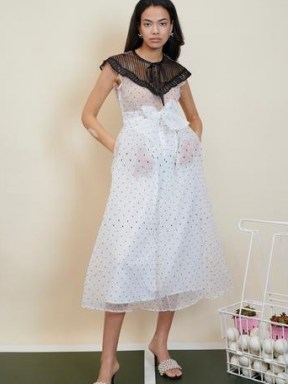 sister jane Polka Rally Sleeveless Midi Dress / romantic spot print sheer overlay dresses / vintage style occasionwear - flipped