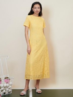 sister jane STRAWBERRY COURT Afternoon Lace Midi Dress Mimosa / yellow ladylike open back dresses