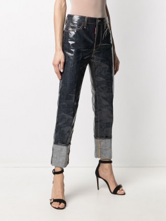 Dsquared2 laminated-finish denim jeans | turn up hems | cuffed | shiny | high shine | women’s casual fashion