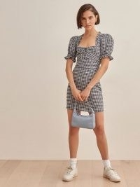 Reformation Easton Dress / checked puff sleeve dresses