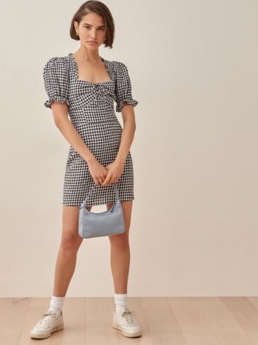 Reformation Easton Dress / checked puff sleeve dresses - flipped