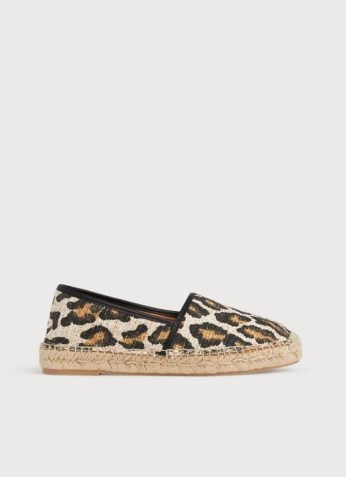 L.K. BENNETT ELSIE LEOPARD PRINT CANVAS ESPADRILLES / wild animal prints / espadrille flats / glamorous flat summer shoes