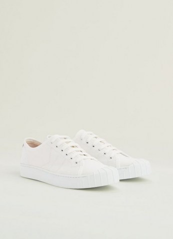L.K. BENNETT ESME WHITE RECYCLED COTTON TRAINERS ~ sustainable plimsoll-style sneakers