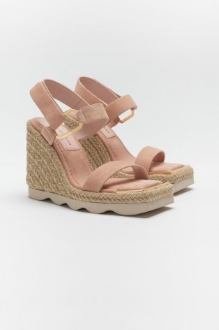 GOOD AMERICAN ESPADRILLE WEDGE SANDAL | pale pink square toe wedges - flipped