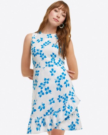 Draper James Faux Wrap Dress in Blue Orchid | sleeveless floral print ruffle hem summer dresses