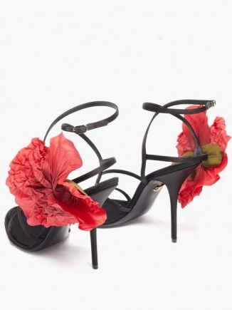 DOLCE & GABBANA Floral-appliqué satin sandals
