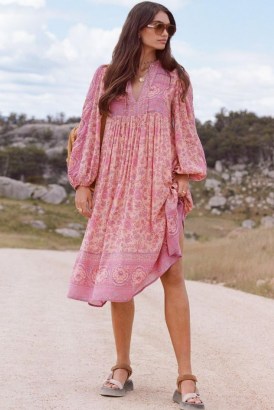SPELL DESIGNS FOLK SONG BOHO DRESS Blossom | pink floral bohemian dresses | women’s vintage style fashion | womens 60s & 70s retro clothing - flipped