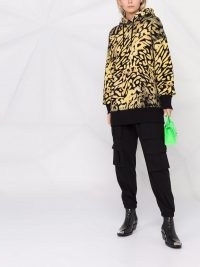 Givenchy leopard-print hoodie ~ womens yellow and black animal pullover hoodies