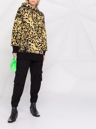 Givenchy leopard-print hoodie ~ womens yellow and black animal pullover hoodies - flipped