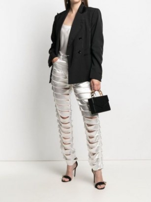 Givenchy ripped straight-leg satin finish trousers - flipped