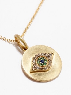 ILEANA MAKRI Evil Eye diamond & 18kt gold necklace / luxe pendant neckalces