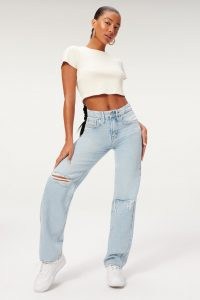 GOOD AMERICAN GOOD ’90S | women’s high rise straight fit ripped jeans