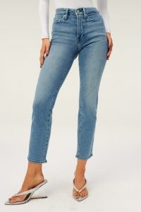 GOOD AMERICAN GOOD STRAIGHT Blue449 | women’s high rise, flat tummy tech jeans