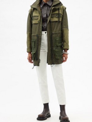 FENDI FF Vertigo-jacquard cotton-blend shell jacket ~ womens stylish khaki green jackets ~ women’s casual designer outerwear - flipped
