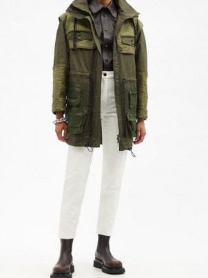 FENDI FF Vertigo-jacquard cotton-blend shell jacket ~ womens stylish khaki green jackets ~ women’s casual designer outerwear
