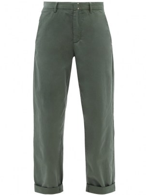 A.P.C. Gaelle green cropped cotton chino trousers | womens straight leg crop hem pants | women’s casual fashion