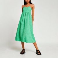 RIVER ISLAND Green strappy cami midi dress ~ skinny strap summer dresses