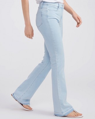 PAIGE High Rise Laurel Canyon 32″ in Kokomo | light blue wash vintage style denim | women’s flared jeans - flipped