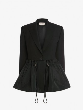 Alexander McQueen Hybrid Parka Peplum Jacket | womens romantic full hem jackets | women’s designer outerwear