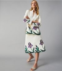 Tory Burch IRIS EMBROIDERED SKIRT | floral A-line cotton skirts