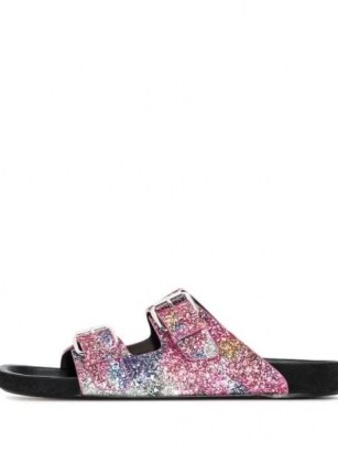 Isabel Marant Lennyon sequinned flat sandals | women’s glittering multicoloured slides - flipped
