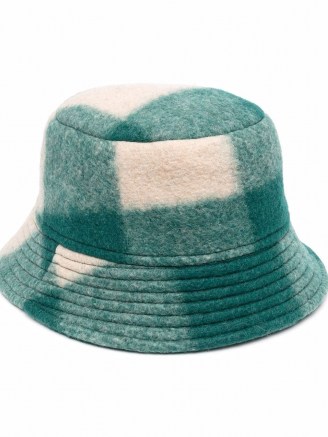 Isabel Marant tartan-check bucket hat green & cream / women’s checked hats - flipped