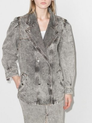 Isabel Marant Étoile washed double-breasted denim jacket | women’s casual grey jackets