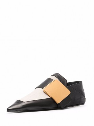 Jil Sander two-tone leather pointed toe slippers - flipped