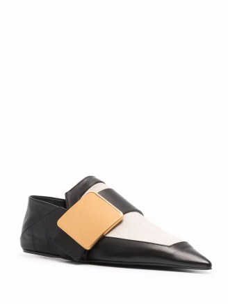 Jil Sander two-tone leather pointed toe slippers