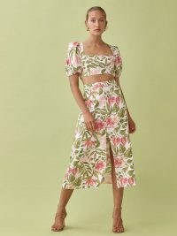 REFORMATION Jonas Two Piece in Kauai ~ women’s crop top and skirt fashion sets ~ womens floral summer clothing co ords