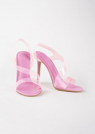 TONY BIANCO Kaya Musk Vinylite/Musk Nappa Heels ~ pink clear strap slingback sandals - flipped